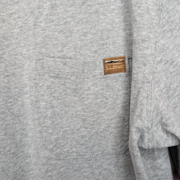 L L Bean BeanBuilt Cotton Tees Pocket ShortSleeve L Reg  Mens Heather Grey - Picture 3 of 8
